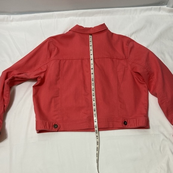 ASHLEY STEWART,WOMEN’S,FLAP POCKET,BUTTON UP FRONT,ORANGE,DENIM JACKET,SIZE-14 - Picture 6 of 12